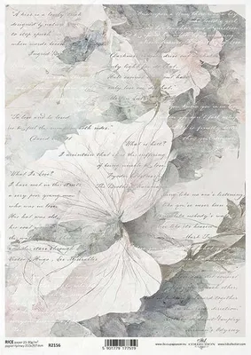 Produktbild von ITD Reispapier Decoupage Bastelpapier Softpapier Serviettentechnik, Blumen, Schreiben R2156
