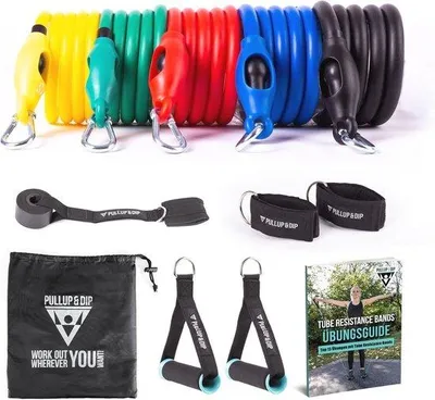 Produktbild von Widerstandsband-Set für Zuhause, 11-teilig, mit Bügeln und Zubehör