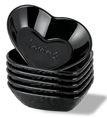 Dip-Schalen 90 ml, 6er Set, Kunststoff, Herzform, Schwarz