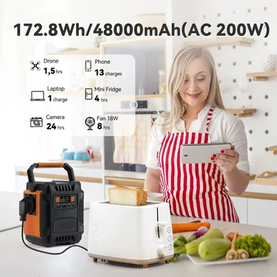 Productafbeelding van Draagbare Powerstation - Mobiele Energiecentrale - Noodstroomvoorziening - Camping Accu - 172,8 Wh Capaciteit