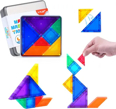 Immagine prodotto di Tangram, set di costruzioni magnetiche, 7 pezzi, adatto a bambini dai 3 agli 8 anni, gioco educativo