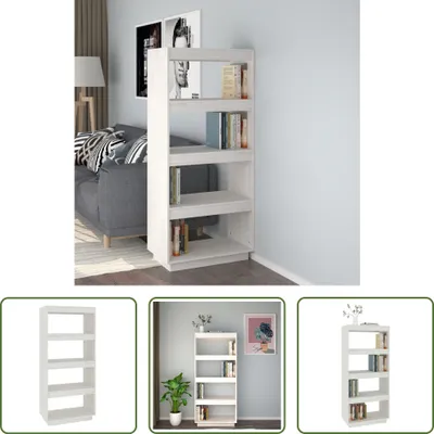 Produktbild von The Living Store Bücherregal/Raumteiler Weiß 60x35x135 cm Massivholz Kiefer