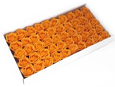 Obrázok produktu pre Oranžové mydlové ruže – sada 50 kusov v krabičke