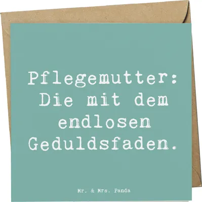 Produktbild von Mr. & Mrs. Panda Grußkarte Spruch Pflegemutter Geduld - Meeresbrise - Geschenk, anlasskarte, Stärke, Glückwunschkarte, Geschenke, doppelkarte, Wertschätzung, Pflegekind