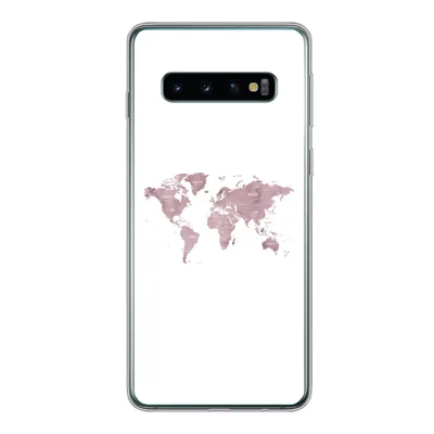 Produktbild von MuchoWow® Handyhülle Schutzhülle Hülle für Samsung Galaxy S10 Weltkarte - Rosa - Weiß Silikon Softcase Handy Hülle - Handytasche
