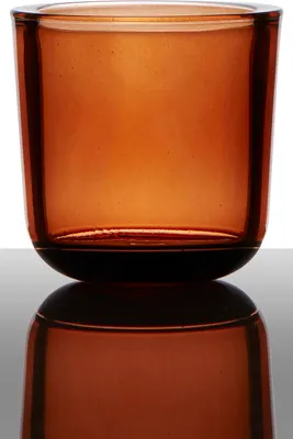 Produktbild von INNA-Glas Teelichtglas Nick, Zylinder - Rund, orange transparent, 7,5cm, Ø 7,5cm - Teelichthalter - Kerzenhalter