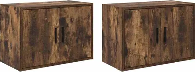 Image de vidaXL Armoires murales de garage 2 pcs. Chêne fumé Matériau dérivé du bois