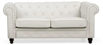 Image de MENZZO Grand canapé 2 places Chesterfield Blanc