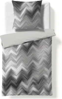 Produktbild von Fleuresse Valencia Samt Flanell Bettwäsche 155x220 Wende Zickzack grau 584384-1