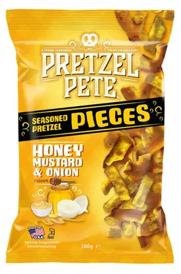 Image de Pretzel Pete Honey Mustard and Onion 160 g - Morceaux de bretzel au miel, à la moutarde et aux oignons