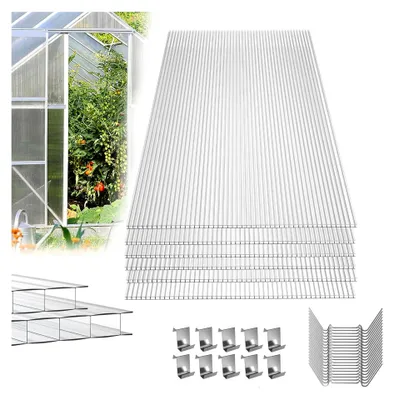Produktbild von 14er Polycarbonat Doppelstegplatte Hohlkammerstegplatten 605x1210x4mm Gesamtfläche 10,25 m² inkl. 50 Klammern & 50 Z-Clips