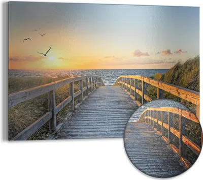 Produktbild von DEQORI Magnettafel Metall 60x40 cm 'Dünenweg zum Meer' Whiteboard Pinnwand Büro