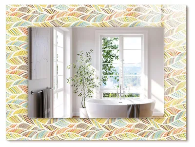 Produktbild von Bunte Wellenblätter – Rechteckiger Spiegel mit Druck 80x60 cm – Modern - Dekorativ für die Wand