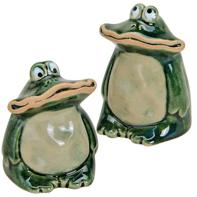 Produktbild von Frösche Dekofiguren Keramik Keramikfiguren 2er Set sort Ø 7x10 cm