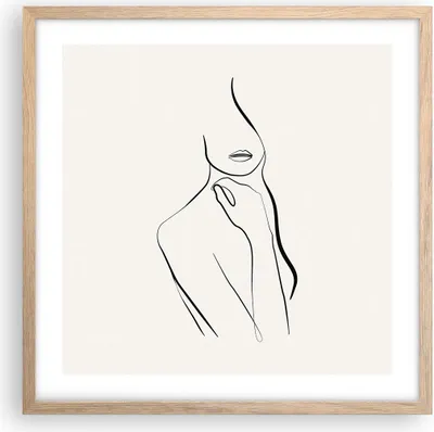 Produktbild von Gerahmtes Poster - Rahmen in heller Eiche - Frau Skizze Zeichnung - 50x50 cm - Wand Bild - Wanddeko - Wandbilder - Kunstposter - Wandposter - Bilderrahmen - Bilder - Kunstdruck - P2NAC50x50-5045