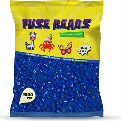 Produktbild von Benny Beads Bügelperlen 1500 Stück, Midi-Größe 5mm, Kreatives Bastelzubehör DIY Fuse Beads (Dunkelblau)