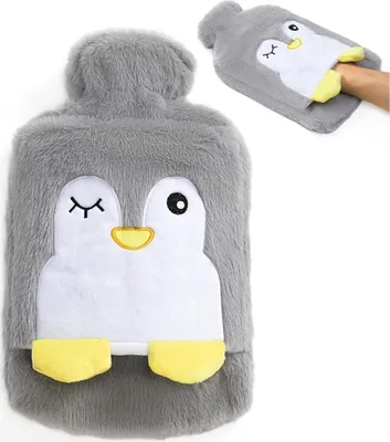 Produktbild von Siyecioa Wärmflasche 2 Liter Pinguin Bezug Gummi Groß Schmerzlinderung