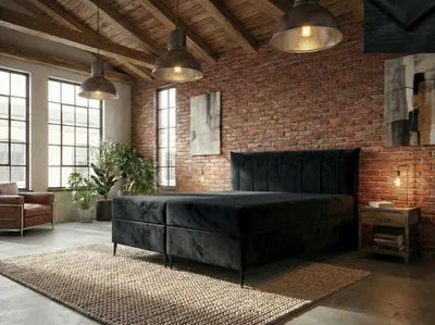 Produktbild von Boxspringbett MILAZZO Nordelo 200x200 mit Bettkasten Topper Stoff Magic Velvet Schwarz 2219