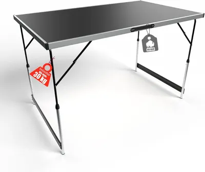 Produktbild von Campingtisch BigDean Multifunktions-Klapptisch 100 x 60 cm – Campingtisch und Klapptisch mit Höhenverstellung – maximale Belastung: 30 kg
