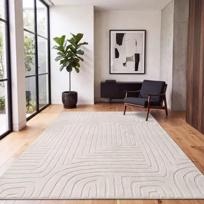 Produktbild von Paco Home Teppich Wohnzimmer Kurzflor Boho Skandi Design Geometrisches Muster Einfarbig 240x340 cm