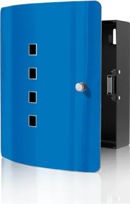 Produktbild von banjado Design Schlüsselkasten aus Edelstahl für 10 Schlüssel, Schlüsselschrank 24 x 21,5 x 7cm groß mit Magnetverschluss,  Signalblau [BWSK 0020]