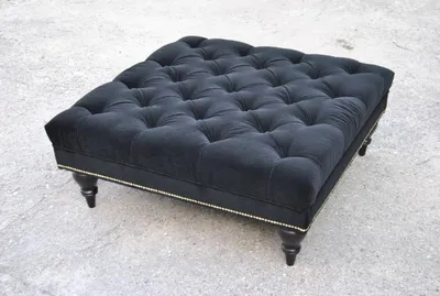 Image de Chesterfield Tabouret Tissu Design Canapé Rembourrage Textile Moderne Noir Assis