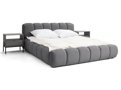 Obrázok produktu pre GRAINGOLD Exkluzívna čalúnená posteľ 160x200 cm Doria - dizajnová posteľ s velúrovou tkaninou, roštom a roštom - tmavosivá (Jupiter 7501)