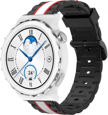 Produktbild von Strap-it Huawei Watch GT 3 Pro 43mm Special Edition Armband (Schwarz/Weiß)