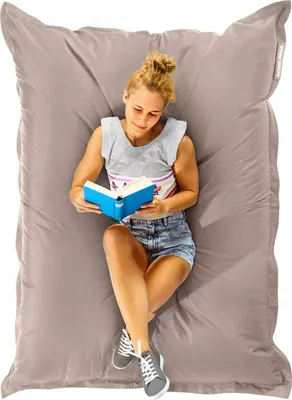 Produktbild von Green Bean Sitzsack "Square" XXL 140x180cm mit 380 Liter EPS Perlen - Riesensitzsack für Kinder & Erwachsene - Dunkelbeige