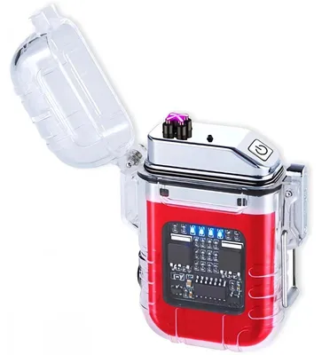 Produktbild von Verk 08372 Wasserdichtes USB-Plasmafeuerzeug mit LED-Taschenlampe, rot
