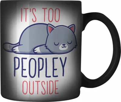 Produktbild von Trendation - Lustige Farbwechsel Zauber-Tasse mit Spruch Katzenbesitzer Geschenk Sprüche Karabiner Farbwechsel Zauber-Tasse Edelstahl (Schwarz)