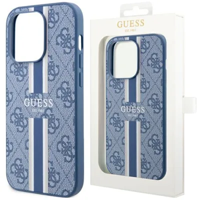 Produktbild von Guess GUHMP14LP4RPSB iPhone 14 Pro 6,1  blau/blaues Hardcase 4G bedruckte Streifen MagSafe Handyhülle