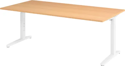Produktbild von bümö Schreibtisch Serie-XB - Nachbildung: Buche, Größe:  200 x 100 cm, Gestell: Weiß