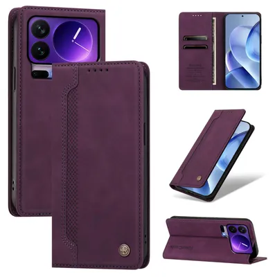 Produktbild von Handyhülle für Xiaomi 17 Pro, Leder Wallet Klapphülle mit Standfunktion, Stoßfeste Schutzhülle Lila