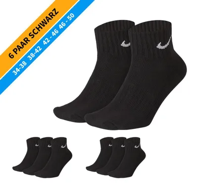 Produktbild von NIKE Socken - Farbe: 6 Paar Schwarz Quarter Socken - Größe: 38-42