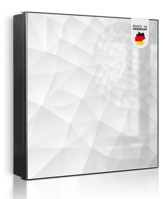 Produktbild von banjado Schlüsselkasten aus Metall, 30x30cm groß mit 32 Haken, als Magnettafel nutzbar, Korpus schwarz, Anschlag links, Nautilus [SKG2 12529]
