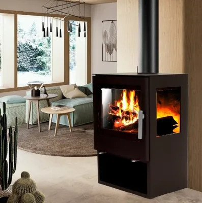 Produktbild von Panorama Kaminofen 9.8kW Holzofen 3 Scheiben 3 seitig Heizofen Ofen Kamin 56315