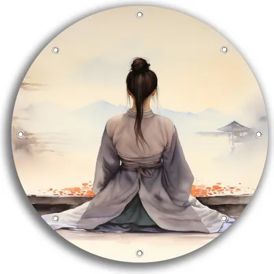 Produktbild von Wallario rundes Outdoor-Poster für Garten oder Balkon, Motiv Morgenstille, 30 cm Durchmesser