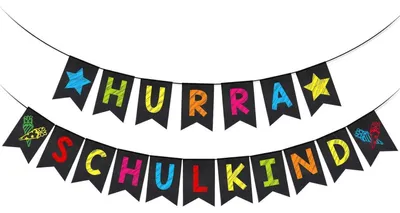 Produktbild von Girlande Einschulung 2 Stück Stoff Schulkind Banner zum Schulstart Partydeko