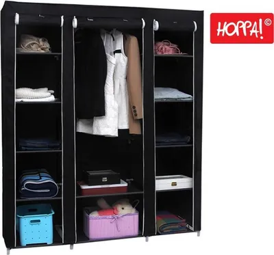 Produktbild von Hoppa! | Kleiderschrank mit Staubschutzhülle | Schwarz | 150 x 45 x 175 cm