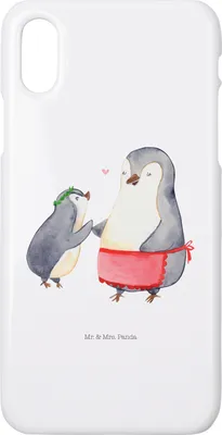 Produktbild von Mr. & Mrs. Panda Iphone 10 Handyhülle Pinguin mit Kind - Weiß - Geschenk, Mutter, Vorbild Mama, Cover, Muttertag, Handy, Hülle, X