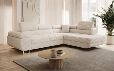 Produktbild von Modernes Ecksofa ASTON mit Schlaffunktion & Bettkasten, Ausziehbare Wohnlandschaft in L-Form, Stauraum, Schlafsofa Rechts