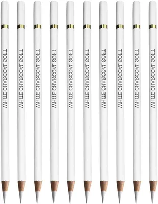 Productafbeelding van Houtskoolpotloden 10 stuks, wit, voor schetsen, tekenpotlood