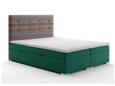 Obrázok produktu pre MOB, Manželská posteľ Boxspring 180 cm - Rinoletto (tmavozelená + viacfarebné) (s úložným priestorom)