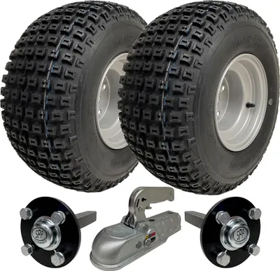 Image de 18x9.50-8 ATV Quad Trailer Kit, Knobby Wheels Hub & Stub Axles Cast Hitch 204kgs