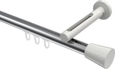 Produktbild von Interdeco Innenlaufstange / Gardinenstange mit Innenlauf Chrom / Weiß, Typ Siteno Sitra (Konus), 20 mm Ø 1-läufig, 260 cm