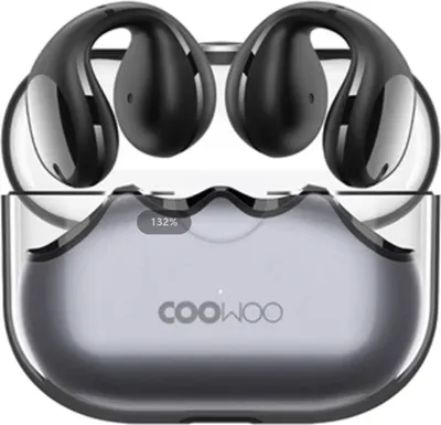 Produktbild von COOWOO Clip-on-Luftleitungs-Bluetooth-Kopfhörer, BT 5.2 | IPX6 wasserdicht | ENC-Anrufgeräuschunterdrückung | 17 x 12 mm dynamische Schieneneinheit, schwarz