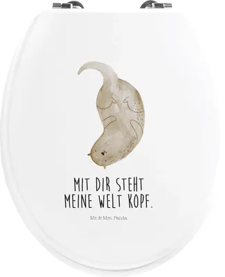 Produktbild von Mr. & Mrs. Panda Toilettenbrille Otter Kopfüber - Weiß - Geschenk, Verknallt, Liebe, WC Sitz, WC-Sitz, Seeotter, Klobrille, Verliebt, Klodeckel, Holz Toilettendeckel