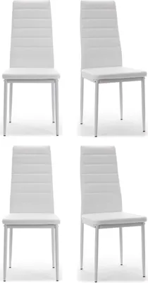 Produktbild von NEW HOME Stuhl Set FADO 4x Esszimmerstühle aus Ökoleder - weiß - moderne Küchen Esszimmer Möbel