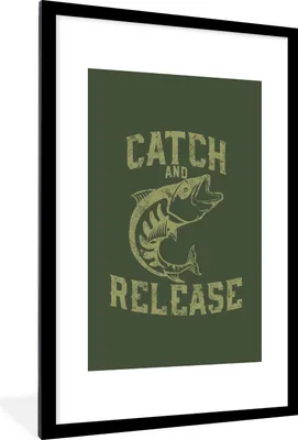 Produktbild von MuchoWow® MuchoWow® Gerahmtes Poster Jahrgang - Fisch - Text 60x90 cm - Poster mit zchwarzem Bilderrahmen - Dekoration - Wandposter Wohnzimmer - Hochwertig
